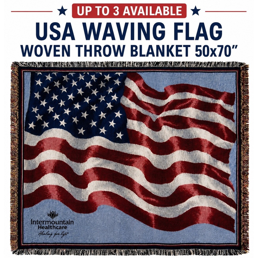 USA Waving Flag Woven Throw Blanket 50x70" | Made in USA | America 250 Patriotic